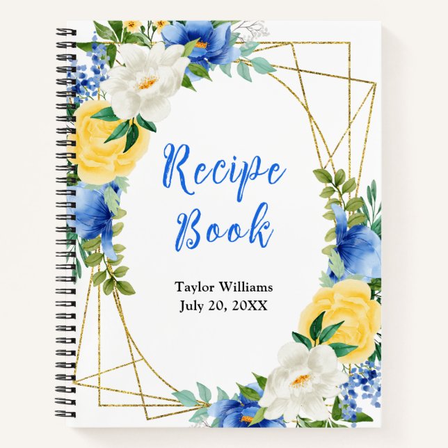 Cuaderno Blue and Yellow Floral Recipe Book (Anverso)