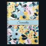 Cuaderno Blue and Yellow Flowers Notebook<br><div class="desc">A notebook featuring a design with blue and yellow flowers.</div>