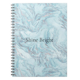 Cuaderno Blue Aqua Silver Marble Swirls