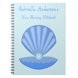Cuaderno Blue Baby Boy Oyster shell y Pearl New Mom