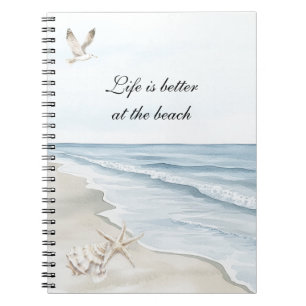 Cuaderno Blue Beach Ocean Starfish Sea Birds