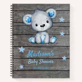 Cuaderno Blue Bear Hues Book Baby Shower Rustic
