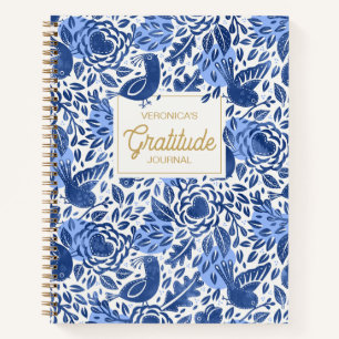 Cuaderno Blue Bird and Heart Illustrated Gratitude Journal