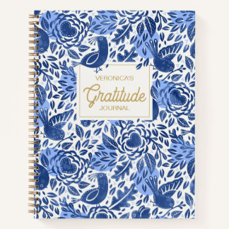 Cuaderno Blue Bird and Heart Illustrated Gratitude Journal