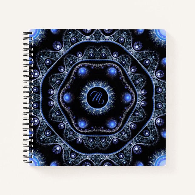 Cuaderno Blue Black Verde azulada Brillo de encaje Boho Man (Anverso)