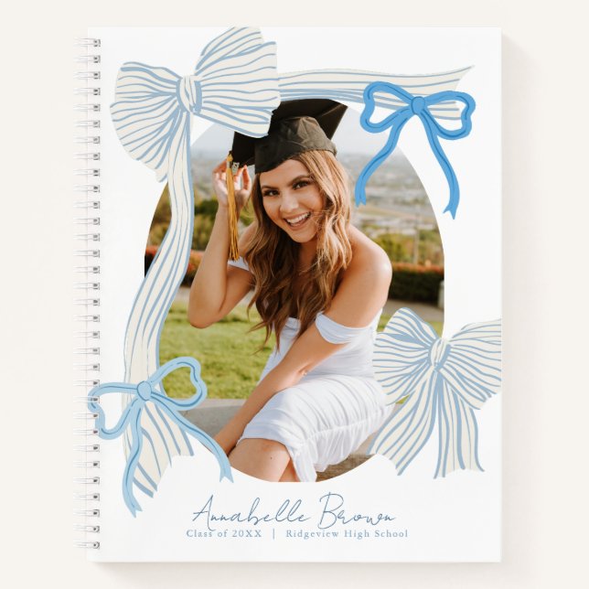 Cuaderno Blue Bows Photo Graduation Guest Book (Anverso)