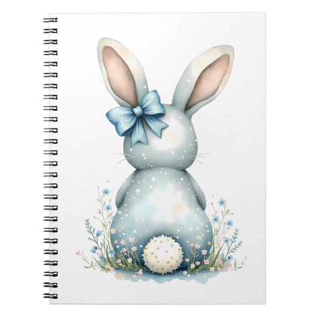 Cuaderno Blue Bunny Tail Cottontail Easter Bunny con huevos (Frente)