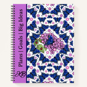 Cuaderno Blue Butterflies Purple Lilacs Ladybugs Journal