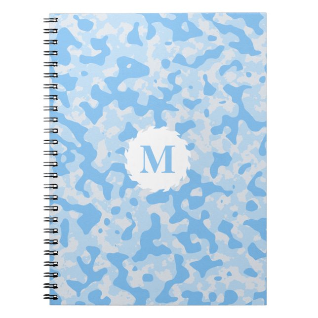 Cuaderno Blue Camo Camouflage Monogram Initial (Frente)