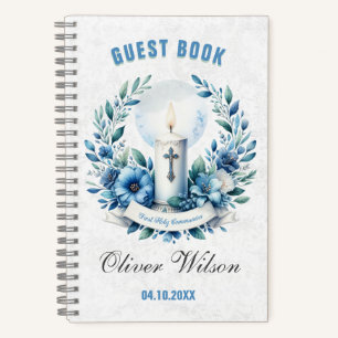 Cuaderno Blue Candle First Holly Community Guest Book