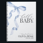 Cuaderno Blue Coquette Bow Chica Baby Gito My First Year<br><div class="desc">Eleva tu ducha de bebé con esta decoración Fiesta de Coquette Blue Bow. Este diseño atemporal añade un toque de elegancia y encanto a cualquier evento, con un arco muy bien hecho y adornado con delicados tonos azules. Esta colección impresionará a sus invitados y creará recuerdos duraderos y será perfecta...</div>