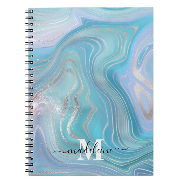 Cuaderno Blue Crystal Marble Iridescent Agate  (Frente)