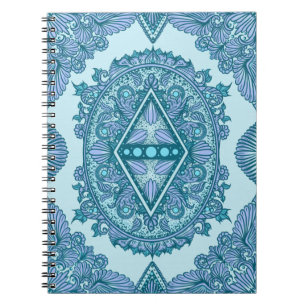 Cuaderno Blue Diamond Mandala Ornate Turquoise & Lavender