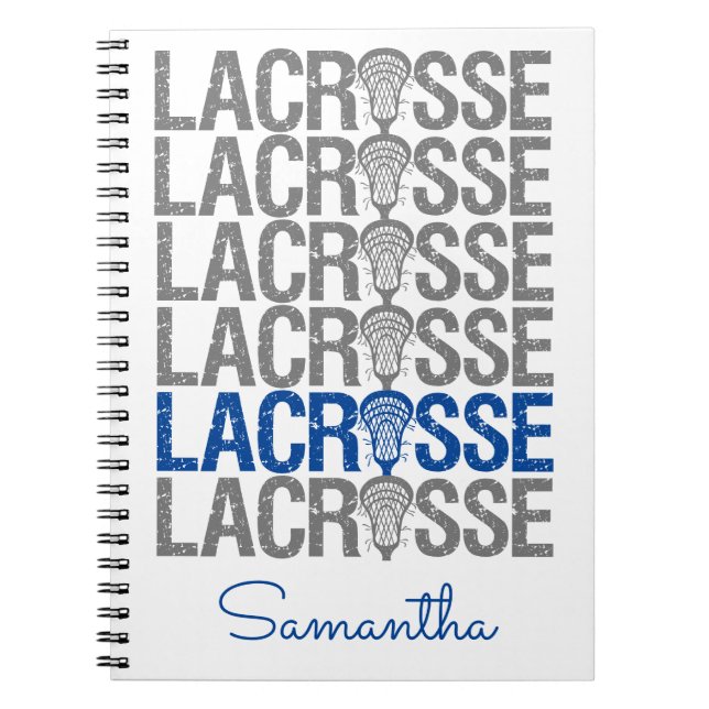 Cuaderno Blue Distressed Lacrosse Word (Frente)