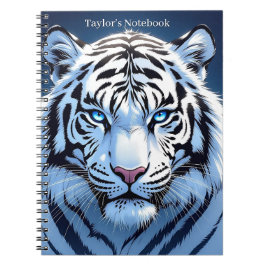 Cuaderno Blue eyed White Tiger Personalized