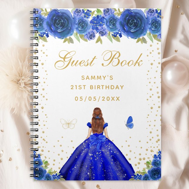 Cuaderno Blue Floral Brown Hair Princess Book (Subido por el creador)