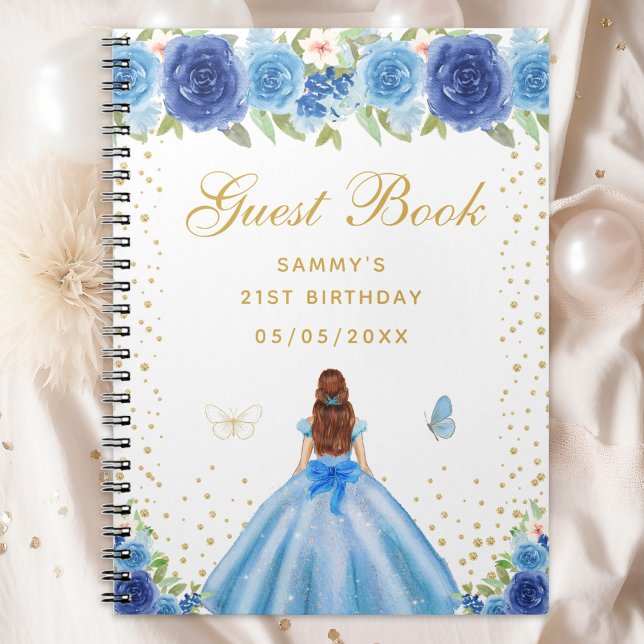 Cuaderno Blue Floral Brown Hair Princess Book (Subido por el creador)