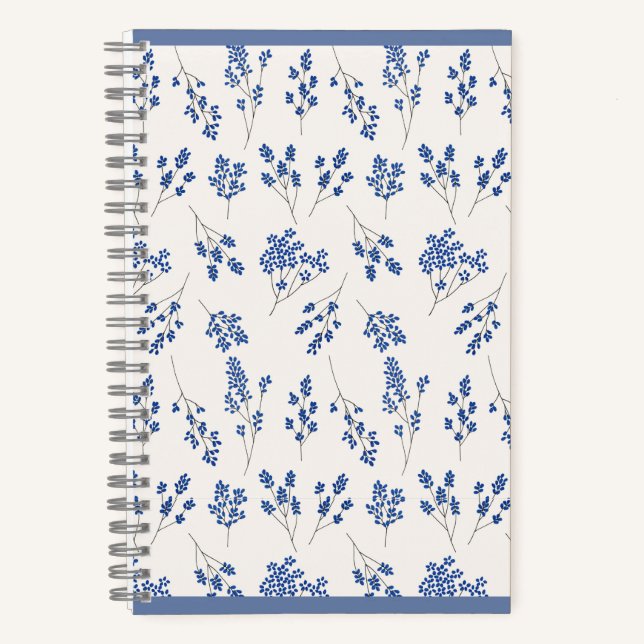 Cuaderno Blue Floral Journal – Elegant Botanical Notebook (Anverso)