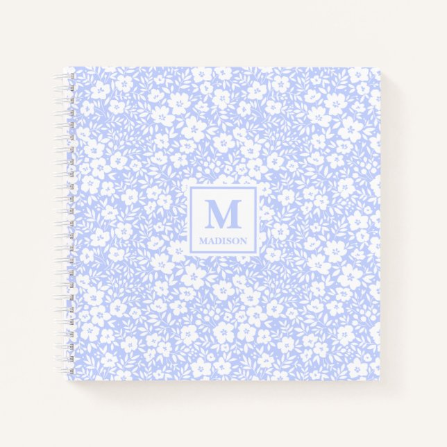 Cuaderno Blue Floral Monogram Notebook Journal (Anverso)
