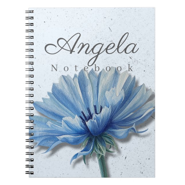 Cuaderno Blue Floral Notebook Name | Cornflower Journal (Frente)