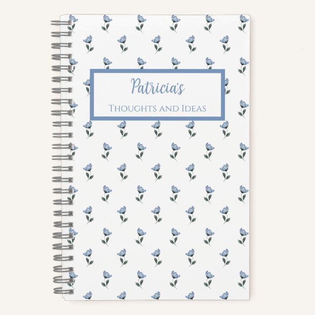 Cuaderno Blue Flower Personalized Journal Notebook (Anverso)