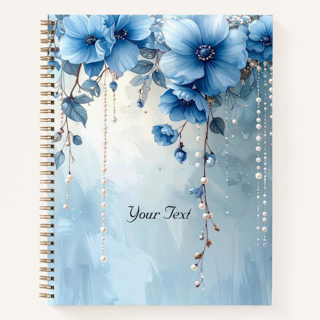 Cuaderno Blue Flowers and Pearls Notebook (Anverso)