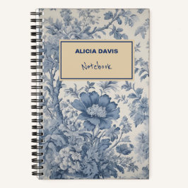 Cuaderno Blue Flowers Toile de Jouy | su nombre