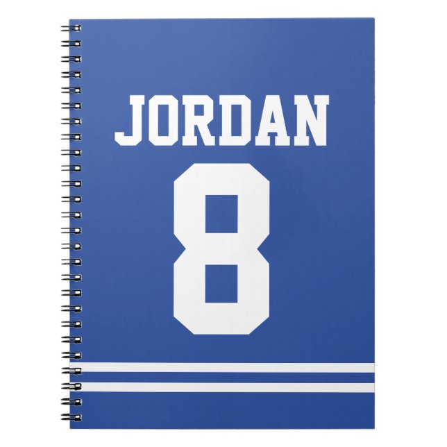 Cuaderno Blue Football Jersey con nombre y número personali (Frente)