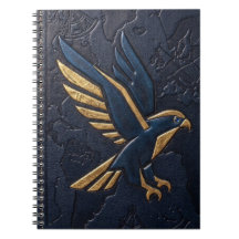 Blue Gold Embossed Eagle Falcon Journal Notebook