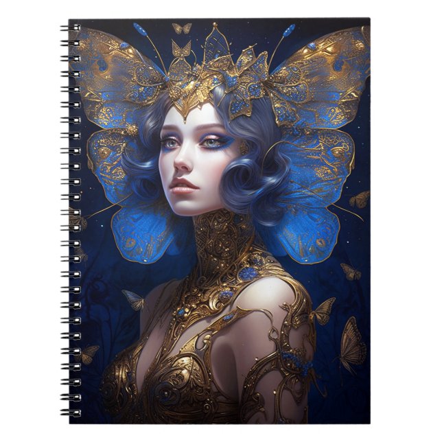 Cuaderno Blue Gold Fairy Fantasy Art (Frente)