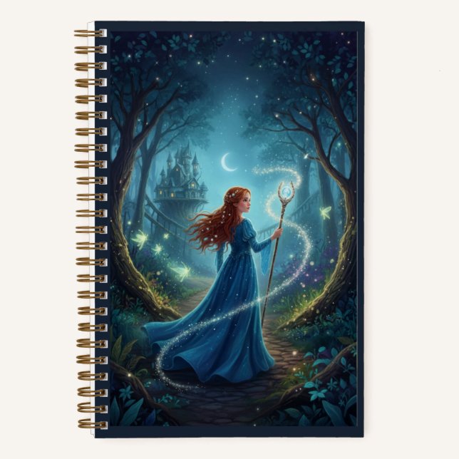 Cuaderno Blue Gown Forest Maiden & Glowing Magic Staff  (Anverso)