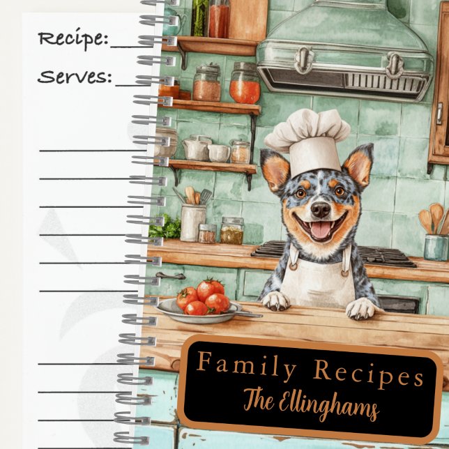 Cuaderno Blue Heeler Dog Chef Spiral Recipe Book (Subido por el creador)