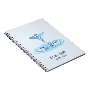Cuaderno Blue Hermes Rod Medical Caduceus Water Ripples