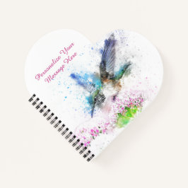 Cuaderno Blue Hummingbird Acuarela Diseño Floral