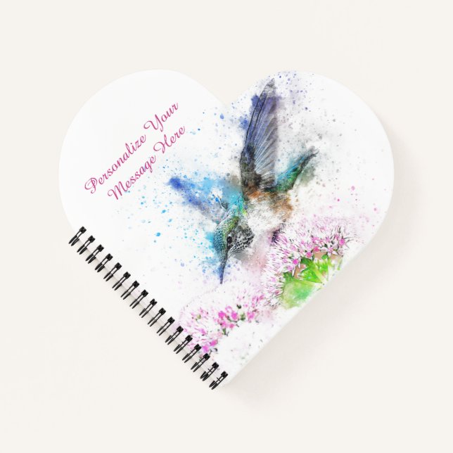 Cuaderno Blue Hummingbird Acuarela Diseño Floral (Anverso)