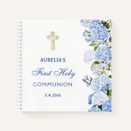 Cuaderno Blue Hydrangea First Communion Guest Book