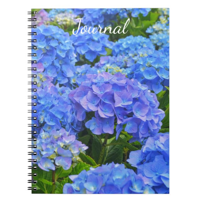 Cuaderno Blue Hydrangea Garden Flores Journal Spiral (Frente)