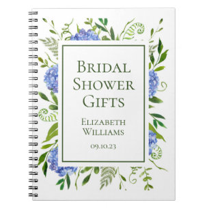 Cuaderno Blue Hydrangeas Bridal Shower Gifts