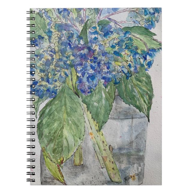Cuaderno Blue Hydrangeas in Water spiral notebook (Frente)