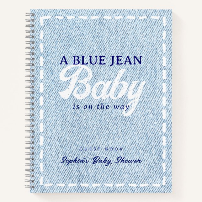 Cuaderno Blue Jean Baby Boy Baby Shower Guest Book (Anverso)