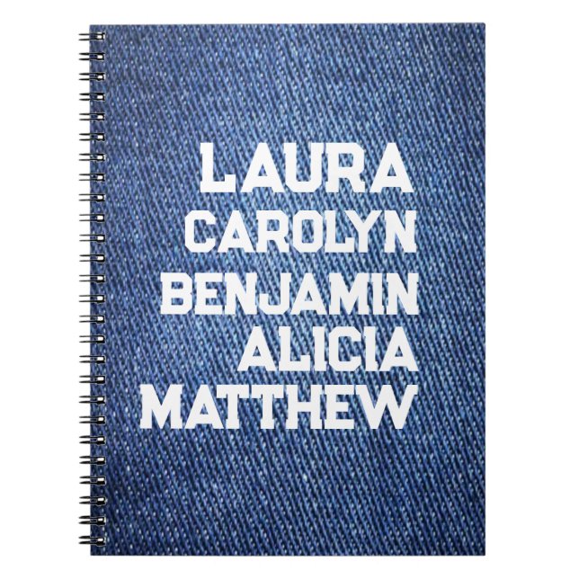 Cuaderno Blue jeans Grandchildren's names simple modern  (Frente)