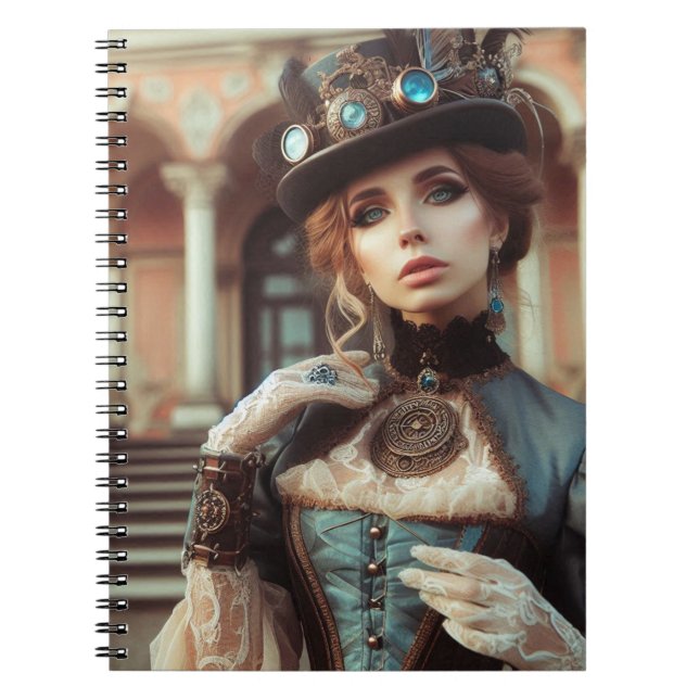 Cuaderno Blue Lady Steampunk Vintage Victorian (Frente)
