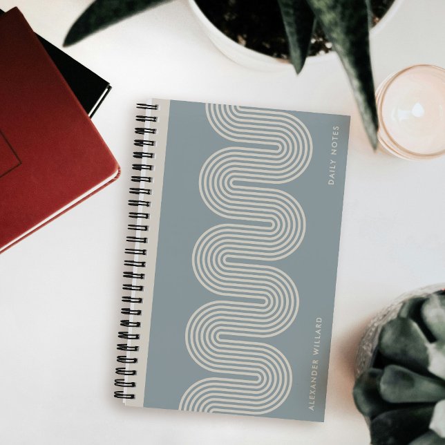 Cuaderno Blue Lombard Wavy Lines Modern Custom Notebook (Subido por el creador)