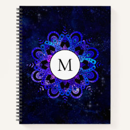 Cuaderno Blue Mandala Galaxy Boho Moda acuarela Monograma
