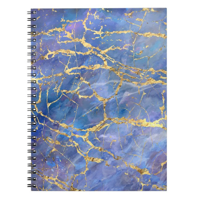 Cuaderno Blue Marble Gold Textura abstracta (Frente)