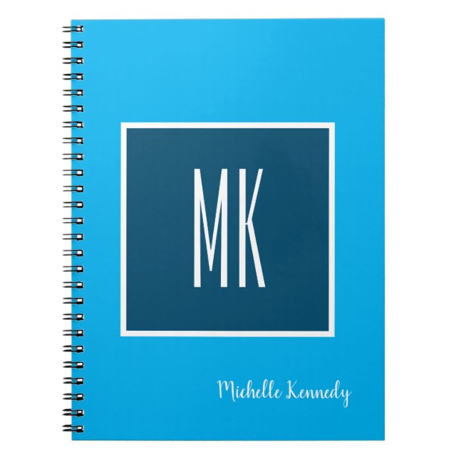 Cuaderno Blue Modern Monogrammed Profesional (Frente)