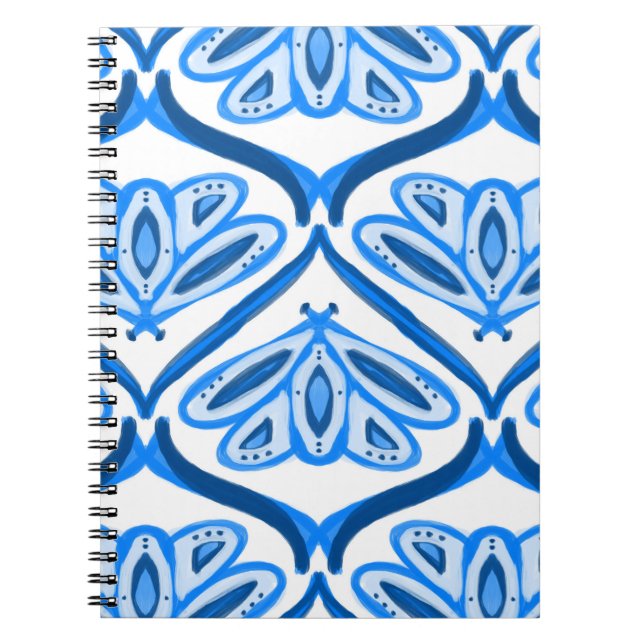 Cuaderno Blue Moth Butterfly Watercolor Looks White Pretty  (Frente)