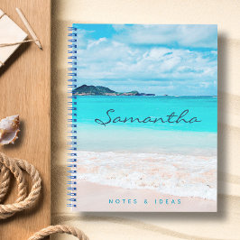 Cuaderno Blue Ocean Hawaii nombre foto de playa de arena tr