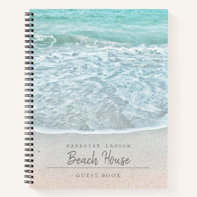 Cuaderno Blue Ocean Photo Beach Vacation Rental Guest Book (Anverso)