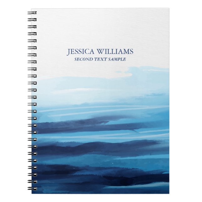 Cuaderno Blue Ocean Watercolor Abstract Sea Monograma (Frente)